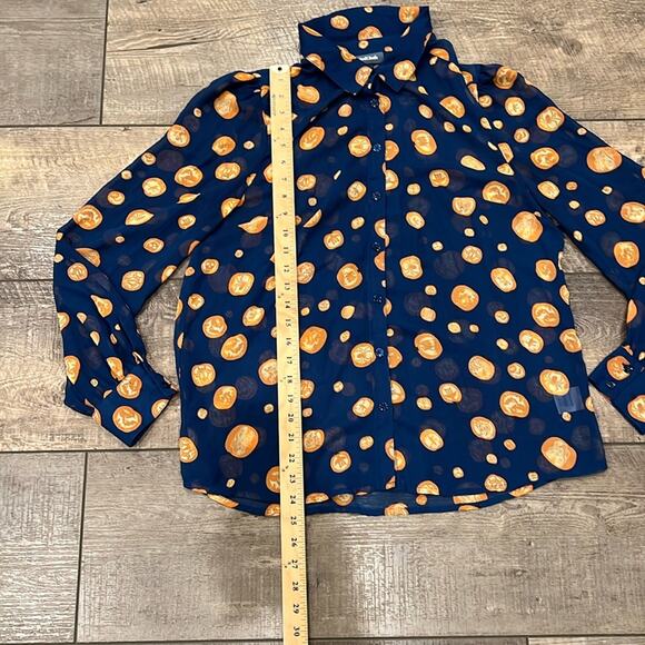 ModCloth Women's Halloween Sheer Long Sleeve Button Down Shirt Size L - Picture 7 of 10